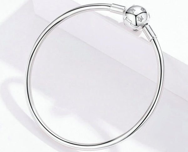 Sterling Silver Sparkling Stars Charm Bracelets Bangle