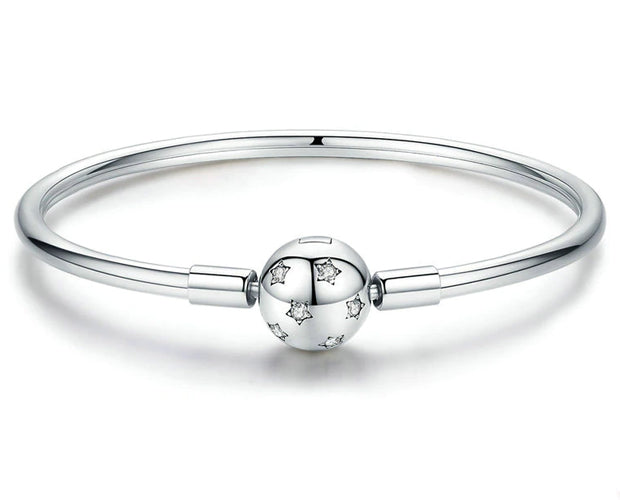 Sterling Silver Sparkling Stars Charm Bracelets Bangle