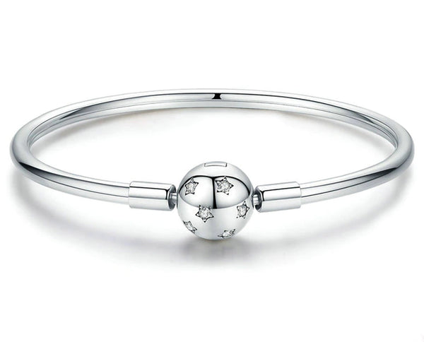 Sterling Silver Sparkling Stars Charm Bracelets Bangle